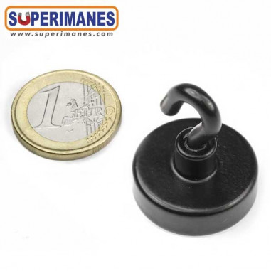 IMÁN CON GANCHO 25mm NEGRO
