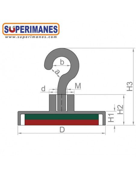 IMÁN CON GANCHO 25mm NEGRO