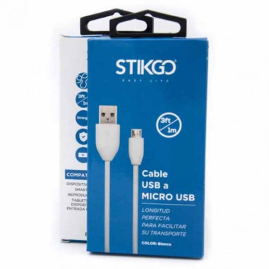 CABLE USB A MICRO-USB BLANCO