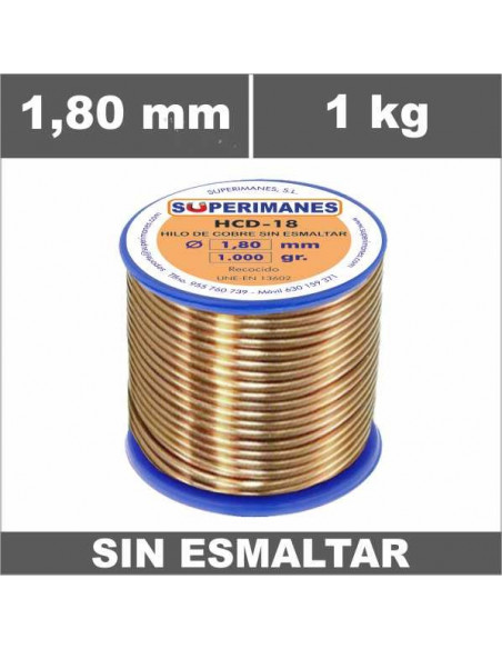 HILO COBRE Ø 1.80 MM 1KG SIN ESMALTAR