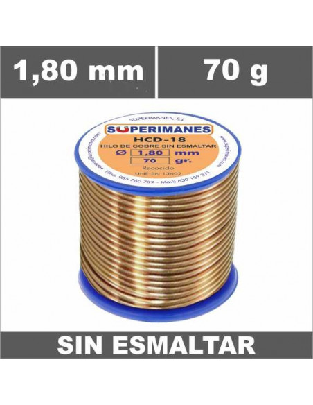 HILO COBRE Ø 1.80 MM 250G SIN ESMALTAR