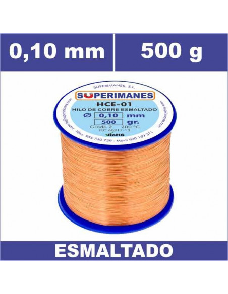 HILO COBRE Ø 0.10 MM 500G ESMALTADO