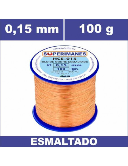 HILO COBRE Ø 0.15 MM 100G ESMALTADO