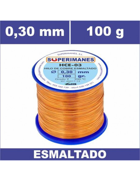HILO COBRE Ø 0.30 MM 100G ESMALTADO