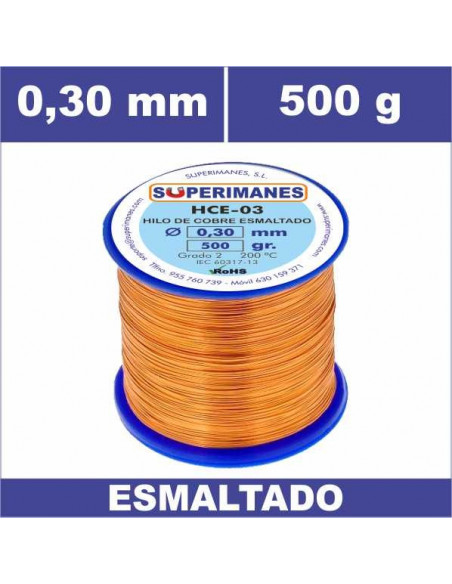 HILO COBRE Ø 0.30 MM 500G ESMALTADO