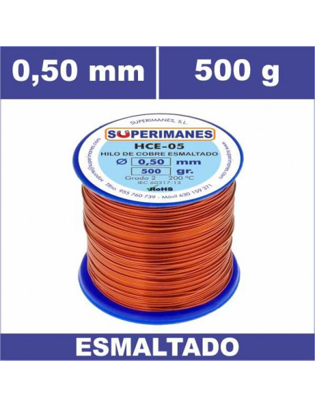HILO COBRE Ø 0.50MM 500G ESMALTADO