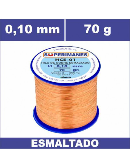 HILO COBRE Ø 0.10 MM 70G ESMALTADO
