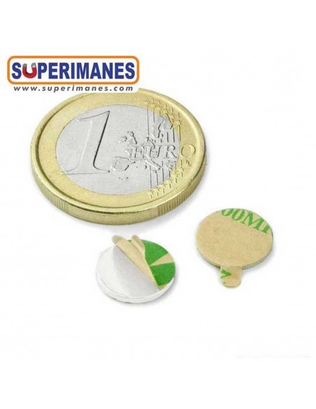 IMÁN NEODIMIO DISCO Ø 10x1 mm ADHESIVO BLANCOS