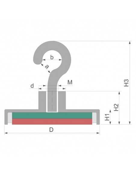 BASE MAGNÉTICA NEODIMIO GANCHO NEGRO