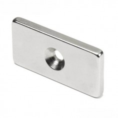 IMÁN NEODIMIO PARA ATORNILLAR 40x20x4 mm 1 TALADRO 2