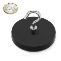 BASE MAGNÉTICA NEODIMIO Ø 66 mm GOMA NEGRA GANCHO