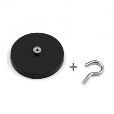 BASE MAGNÉTICA NEODIMIO Ø 66 mm GOMA NEGRA GANCHO 2