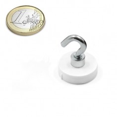 BASE MAGNÉTICA NEODIMIO Ø 22 mm GOMA BLANCA GANCHO