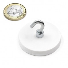 BASE MAGNÉTICA NEODIMIO Ø 43 mm GOMA BLANCA GANCHO