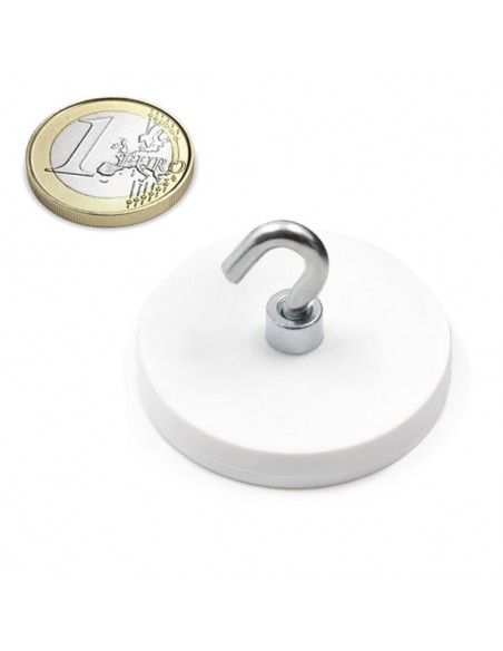 BASE MAGNÉTICA NEODIMIO Ø 43 mm GOMA BLANCA GANCHO