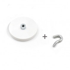BASE MAGNÉTICA NEODIMIO Ø 43 mm GOMA BLANCA GANCHO 2