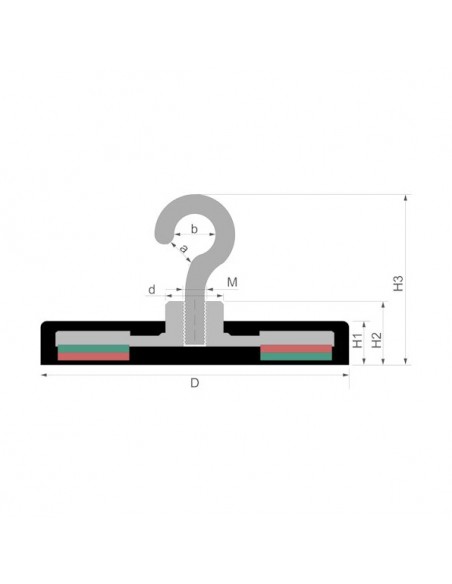 BASE MAGNÉTICA NEODIMIO Ø 43 mm GOMA BLANCA GANCHO