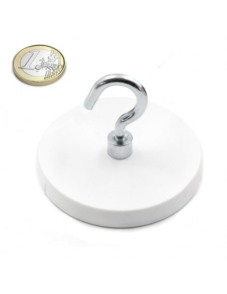 BASE MAGNÉTICA NEODIMIO Ø 66 mm GOMA BLANCA GANCHO