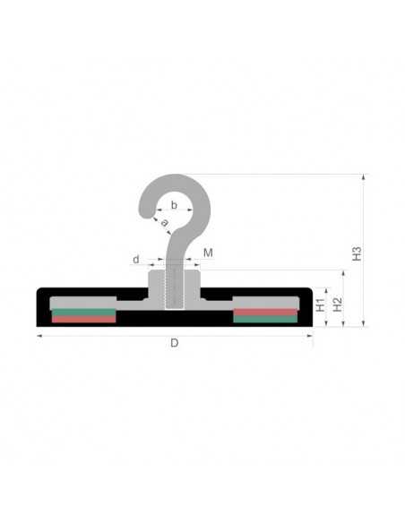 BASE MAGNÉTICA NEODIMIO Ø 66 mm GOMA BLANCA GANCHO
