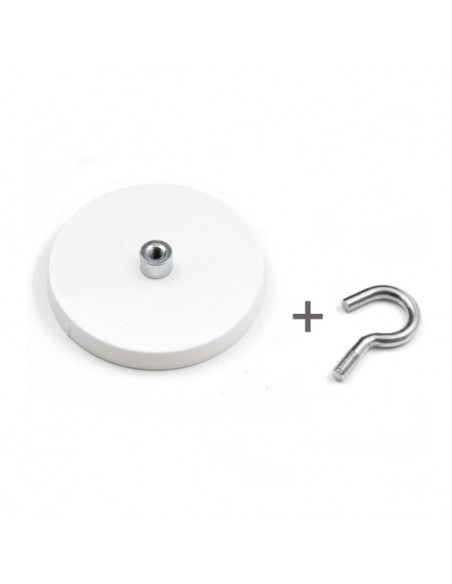 BASE MAGNÉTICA NEODIMIO Ø 66 mm GOMA BLANCA GANCHO