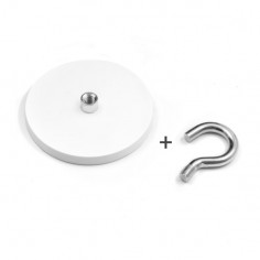 BASE MAGNÉTICA NEODIMIO Ø 88 mm GOMA BLANCA GANCHO 2