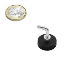 BASE MAGNÉTICA NEODIMIO Ø 22 mm GOMA NEGRA GANCHO L