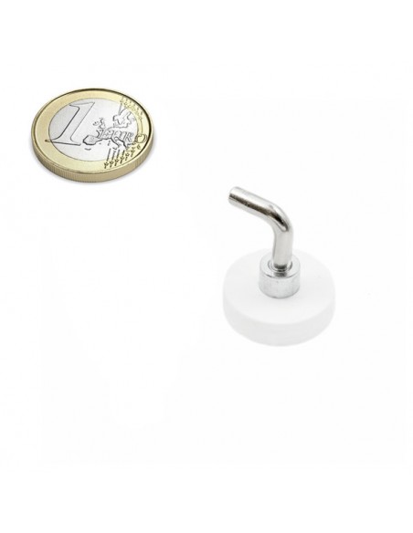 BASE MAGNÉTICA NEODIMIO Ø 22 mm GOMA BLANCA GANCHO L