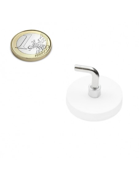 BASE MAGNÉTICA NEODIMIO Ø 31 mm GOMA BLANCA GANCHO L