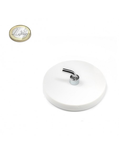 BASE MAGNÉTICA NEODIMIO Ø 66 mm GOMA BLANCO GANCHO L