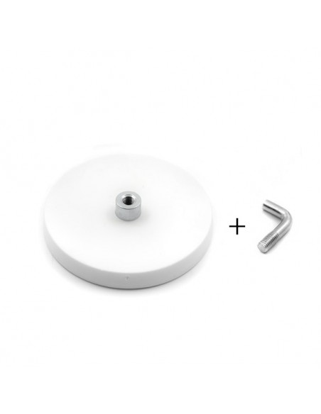 BASE MAGNÉTICA NEODIMIO Ø 66 mm GOMA BLANCO GANCHO L