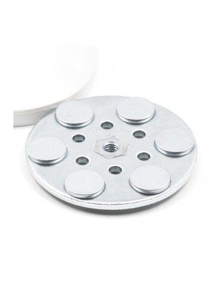 BASE MAGNÉTICA NEODIMIO Ø 66 mm GOMA BLANCO GANCHO L