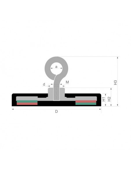 BASE MAGNÉTICA NEODIMIO Ø 31 mm GOMA NEGRA HEMBRILLA
