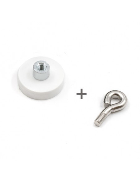BASE MAGNÉTICA NEODIMIO Ø 22 mm GOMA BLANCA HEMBRILLA