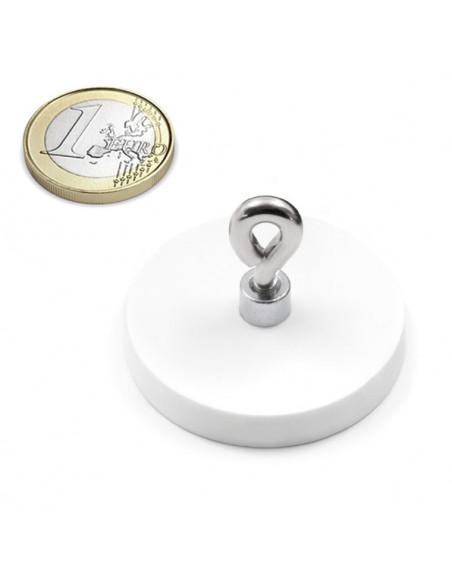 BASE MAGNÉTICA NEODIMIO Ø 43 mm GOMA BLANCA HEMBRILLA