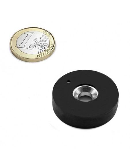 IMÁN NEODIMIO PARA ATORNILLAR Ø 27 mm GOMA NEGRA