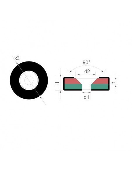 IMÁN NEODIMIO PARA ATORNILLAR Ø 27 mm GOMA NEGRA