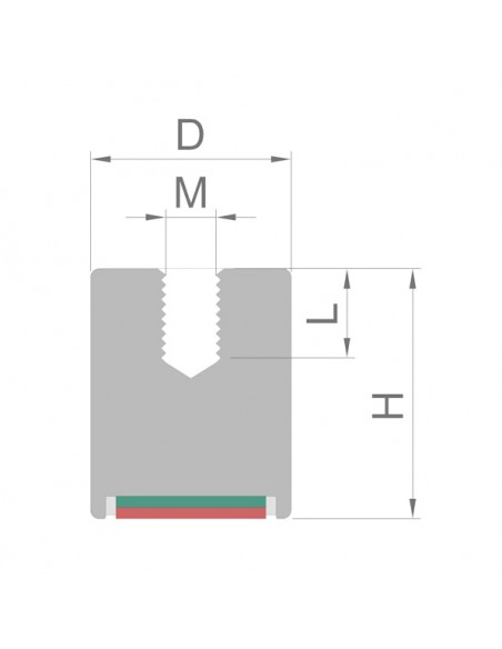 BASE MAGNÉTICA NEODIMIO CILÍNDRICA 16x20 mm M4 (BMCR-16) - PLANO
