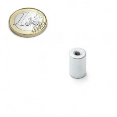 Base magnética neodimio cilíndrica 10x16 mm M4 (BMCR-10) -comparación con moneda