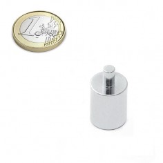 Base magnética neodimio cilíndrica 16x28 mm vástago liso Ø5mm (BMCL-16)