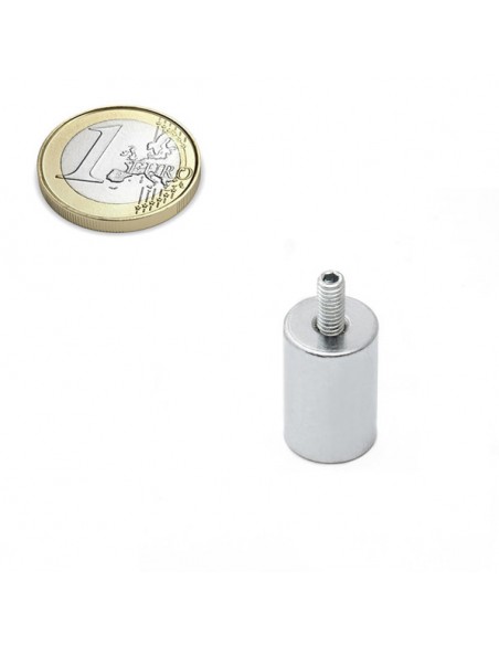 Base magnética neodimio cilíndrica 13x28 mm M4 roscado (BMCL-13) - plano