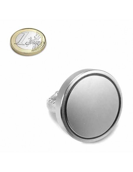 Base magnética neodimio Ø 50 mm Hembrilla M8. Vista trasera.