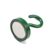 Base magnética neodimio Ø 32 mm gancho verde - comparativa con moneda 2