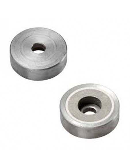 Base magnética samario Ø 20 mm con taladro cilíndrico.