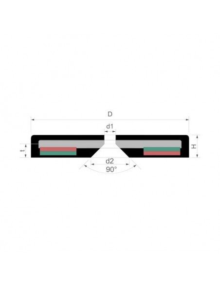 Imán goma avellanado Ø 43 MM - Plano