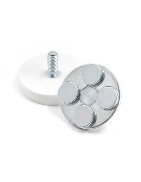 Imán goma blanca vástago rosca Ø 43 MM