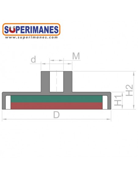 IMÁN CASQUILLO ROSCADO Ø60mm