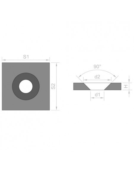 Base metálica para atornillar 12x12x3 mm (BA-12-12-03) - Plano