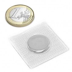 Imán neodimio para coser Ø 18X2 mm  a 1 cara PVC cuadrado