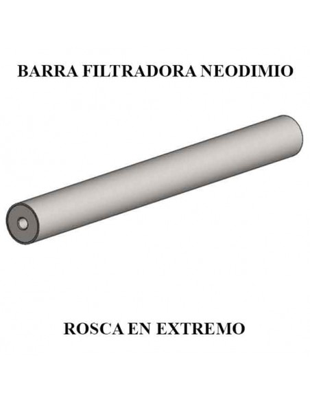 Barra filtradora de neodimio 25x200 mm 2 roscas M8 dibujo
