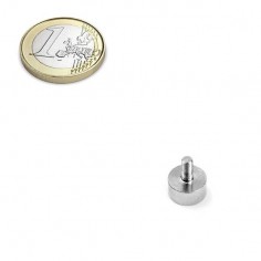 Base magnética neodimio Ø 10 mm vástago roscado IRV-10 - Comparativa con moneda